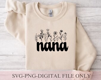 Nana svg, Nana png mit Herz, Muttertagssvp für Nana, Nana SVG-Schnittdatei für Cricut mit Herzdetail, PNG, Muttertagssvg für Nana
