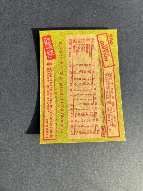 1985 Topps #660 トニー・グウィン サンディエゴ・パドレス HOF - Etsy 