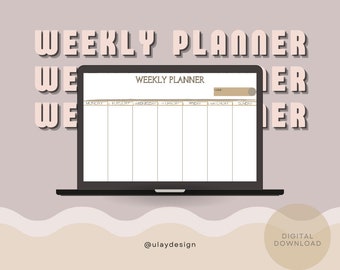 Undated Monthly Planner Printable Landscape, Monday & Sunday Start, Weekly Planner, Instant Download, A4/Letter,School Planner