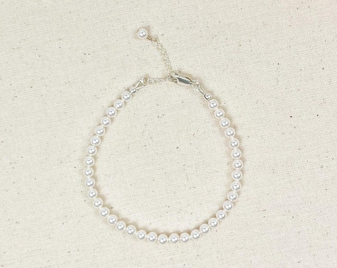 Austrian Crystal Pearl Bracelet Handmade Maid of Honor Gold Silver