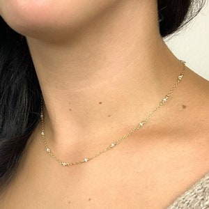 Gargantilla Collar Perla de Agua Dulce Cadena Satélite Oro Plata Joyería Hecha a Mano Cumpleaños Novia Amante Ella