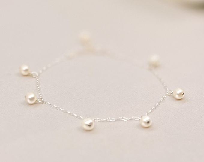 Maid of Honor Bracelet Freshwater Pearl Station Bracelet Gold Silver