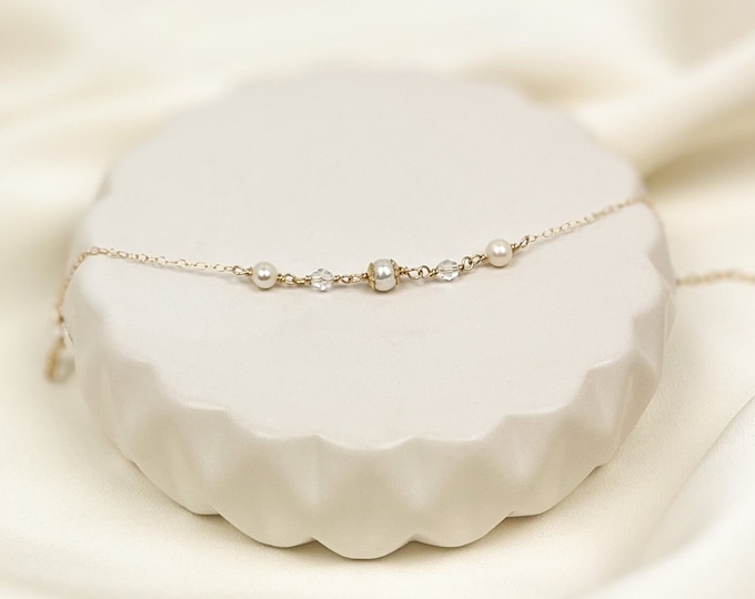 Austrian Crystal Cluster Bracelet Freshwater Pearl Gold Silver