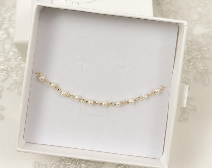 Bridal Bracelet Freshwater Pearl Gold Silver