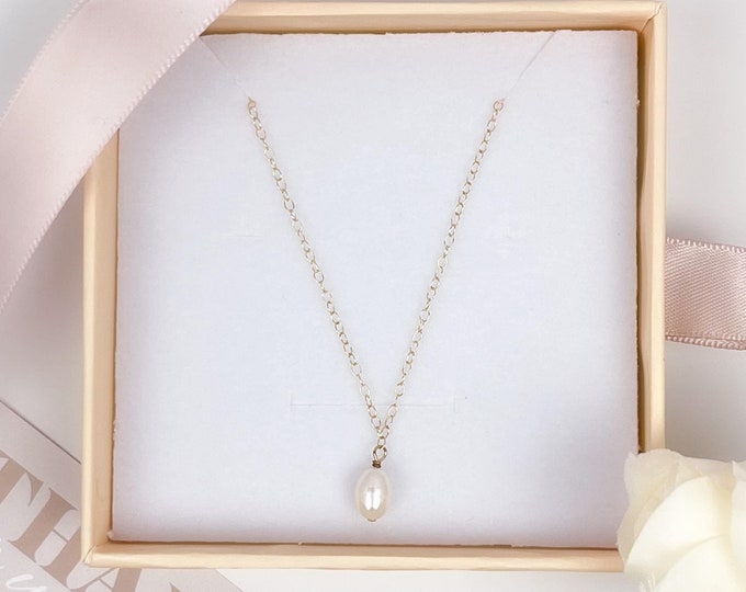 Natural Freshwater Pearl Pendant Necklace Maid of Honor Gold Silver