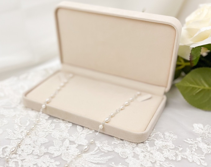 Mother of the Bride Necklace Freshwater Pearl Austrian Crystal Gold Silver