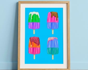 Colorful Popsicle Art Print, Bright Pop Art Wall Decor Poster