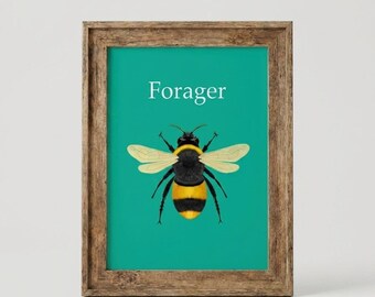 Bumblebee Forager Poster: Thick Matte Paper Wall Art