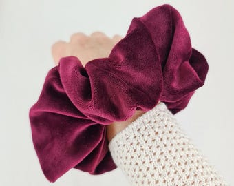 Large bordeaux/burgundy velvet hair scrunchie
