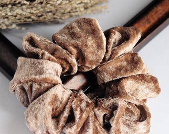 Gold crushed velvet hair scrunchie