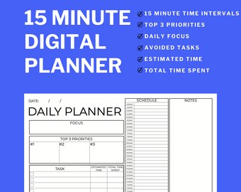 15 Minute Planner | Digital Planner for Business [White]