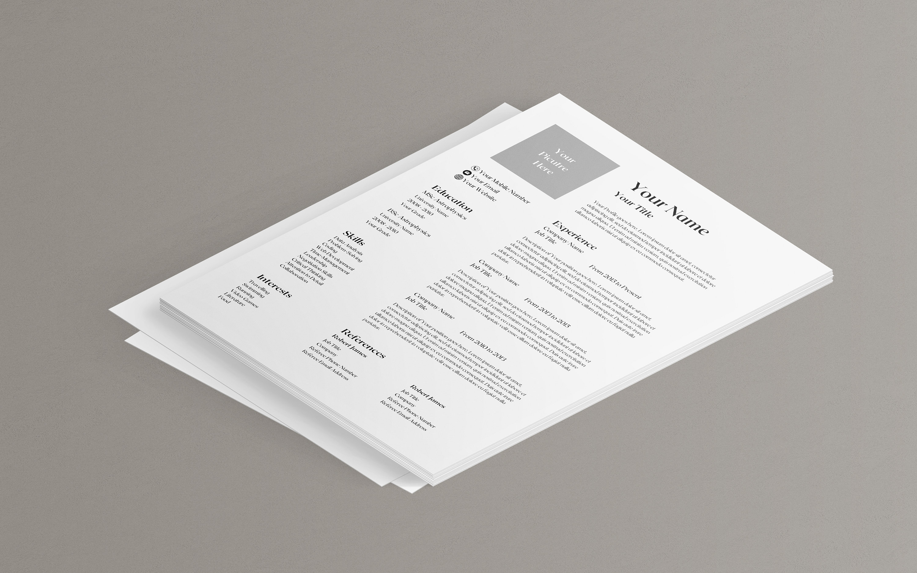 CV Resume Minimalist Professional Canva A4 Template Editable - Etsy