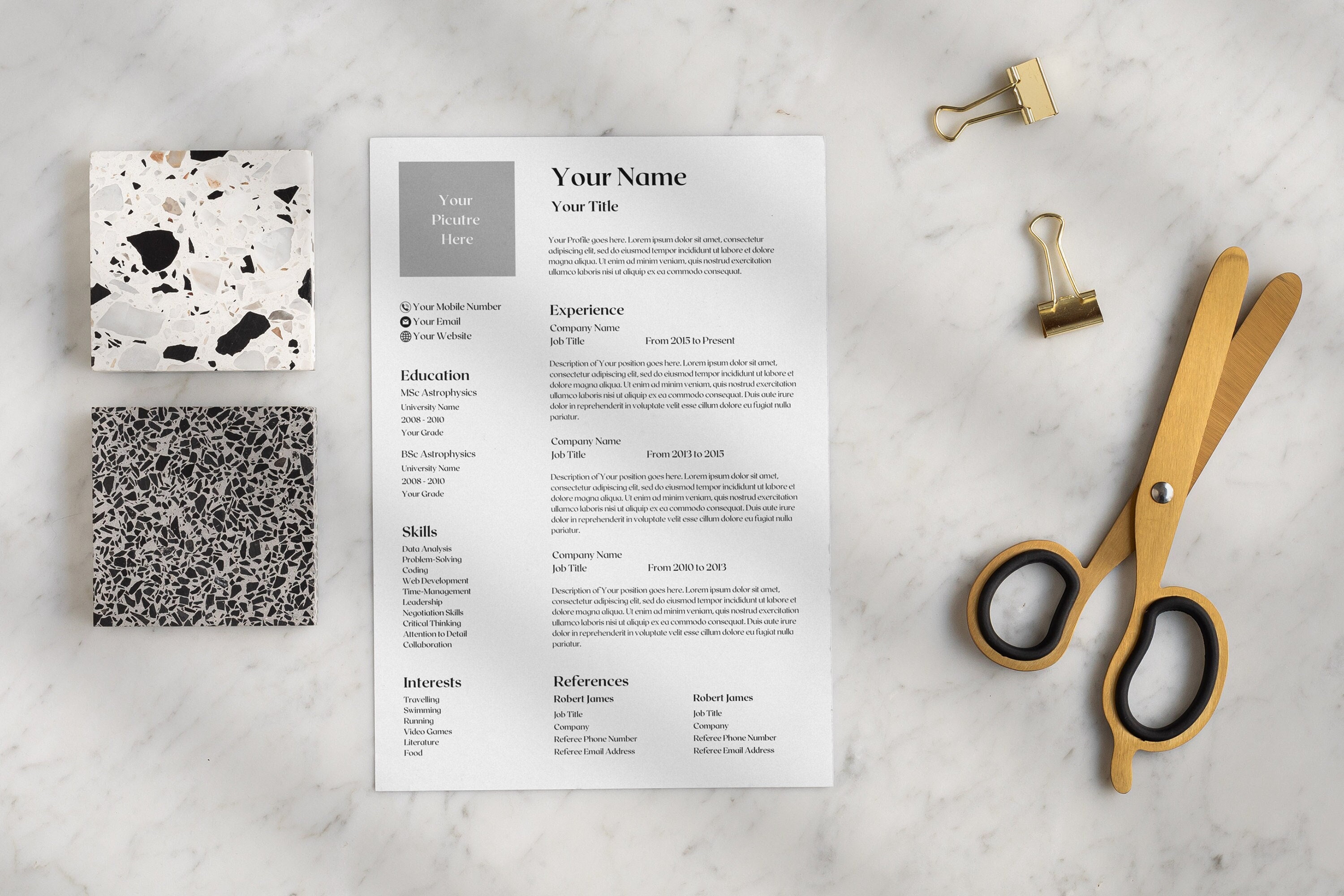 CV Resume Minimalist Professional Canva A4 Template Editable - Etsy
