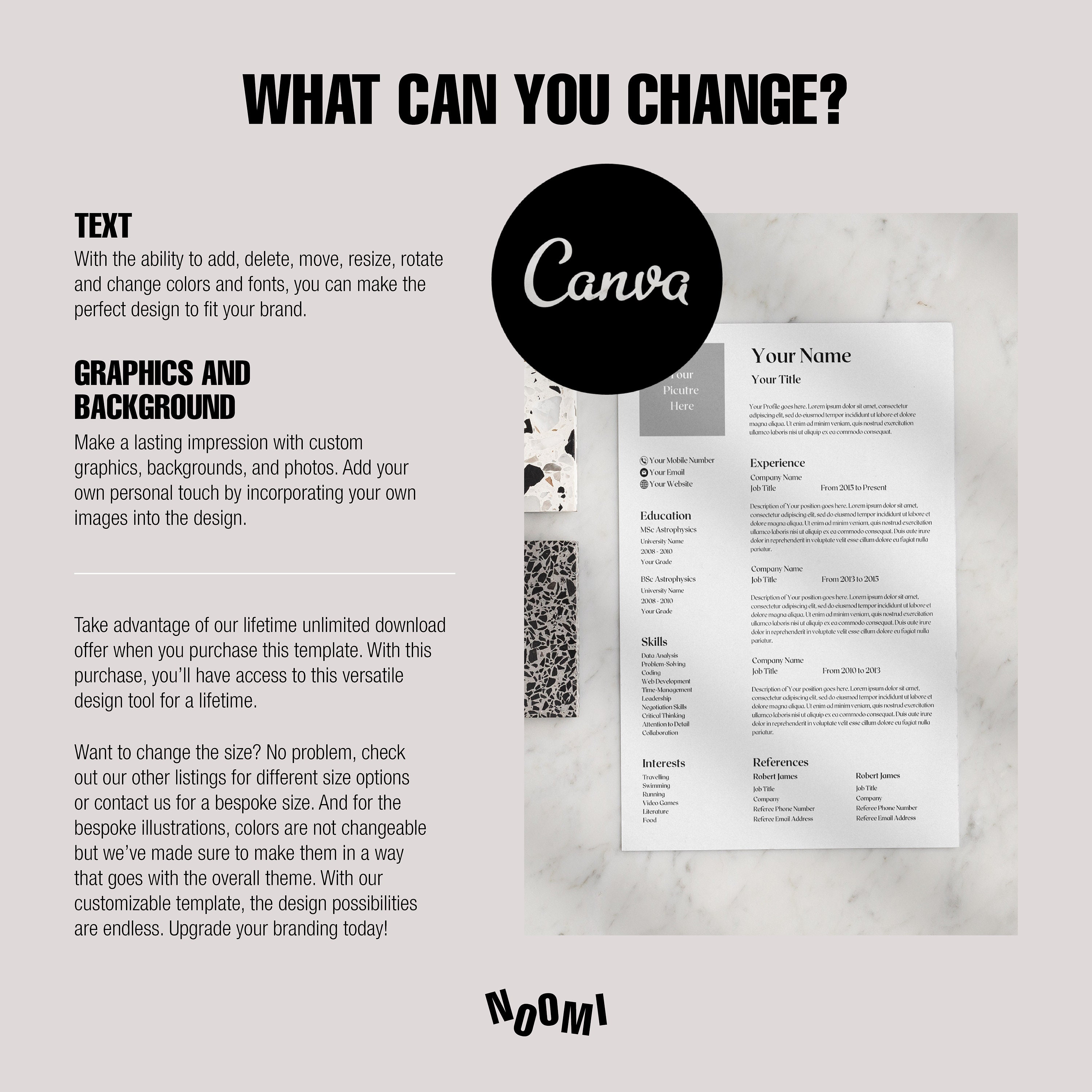 CV Resume Minimalist Professional Canva A4 Template Editable - Etsy