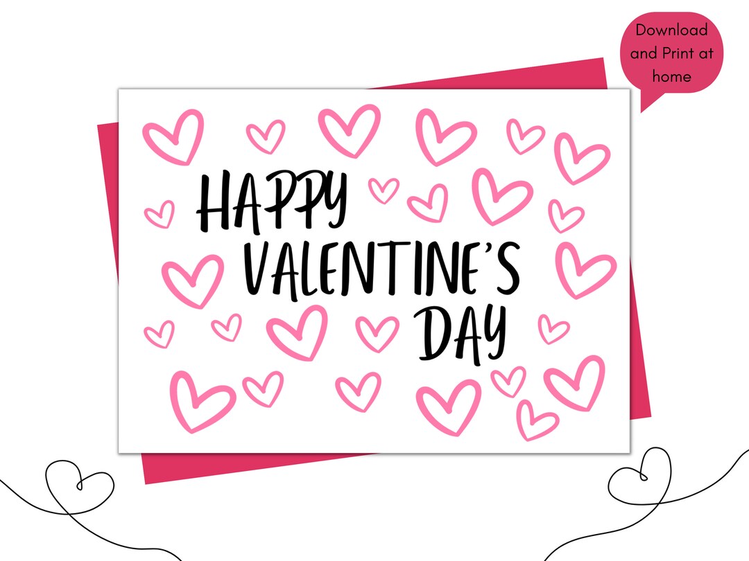 Happy Valentine’s Day Printable Card | 2 Different Sizes | Instant ...