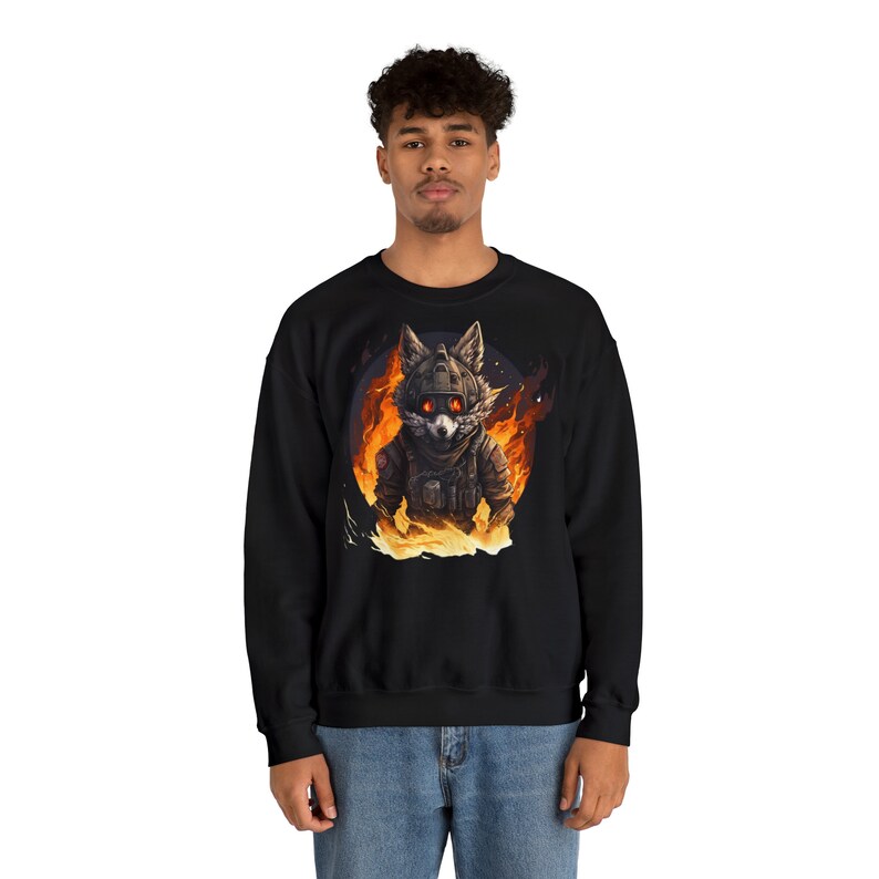 Fire Wolf Furry Fandom Sweatshirt, Wolf Jumper Yiff in Hell, Funny Anime Unisex Sweater, Ideal Gift for Anime Fans, Wolf Tee Gift, Anime image 4