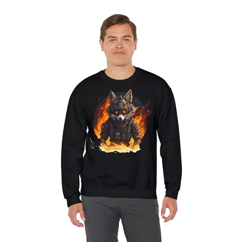 Fire Wolf Furry Fandom Sweatshirt, Wolf Jumper Yiff in Hell, Funny Anime Unisex Sweater, Ideal Gift for Anime Fans, Wolf Tee Gift, Anime image 5