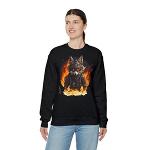 Fire Wolf Furry Fandom Sweatshirt, Wolf Jumper Yiff in Hell, Funny Anime Unisex Sweater, Ideal Gift for Anime Fans, Wolf Tee Gift, Anime image 6