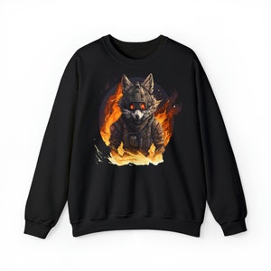 Fire Wolf Furry Fandom Sweatshirt, Wolf Jumper Yiff in Hell, Funny Anime Unisex Sweater, Ideal Gift for Anime Fans, Wolf Tee Gift, Anime image 1