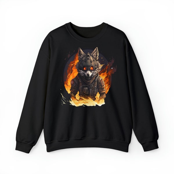 Fire Wolf Furry Fandom Sweatshirt, Wolf Jumper - Yiff in Hell, Funny Anime Unisex Sweater, Ideal Gift for Anime Fans, Wolf Tee Gift, Anime