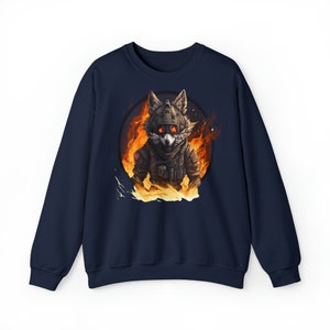 Fire Wolf Furry Fandom Sweatshirt, Wolf Jumper Yiff in Hell, Funny Anime Unisex Sweater, Ideal Gift for Anime Fans, Wolf Tee Gift, Anime image 8