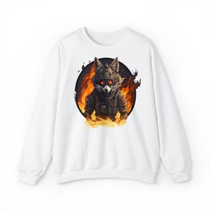 Fire Wolf Furry Fandom Sweatshirt, Wolf Jumper Yiff in Hell, Funny Anime Unisex Sweater, Ideal Gift for Anime Fans, Wolf Tee Gift, Anime image 9