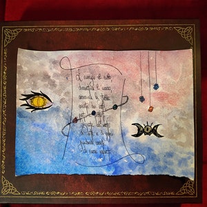 Poesie Scritte a Mano Con Calligrafia Gotica e Acquarello