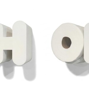 The Original POOP - Toilet Paper Holder - Functional and fun TP shelf! Bathroom Wall Decor / Art Curvy "OH"