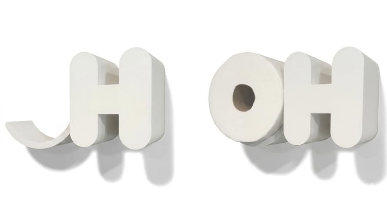 The Original POOP - Toilet Paper Holder - Functional and fun TP shelf! Bathroom Wall Decor / Art Curvy "OH"