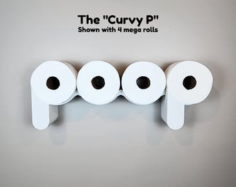 The Original POOP - Toilet Paper Holder - Functional and fun TP shelf! Bathroom Wall Decor / Art