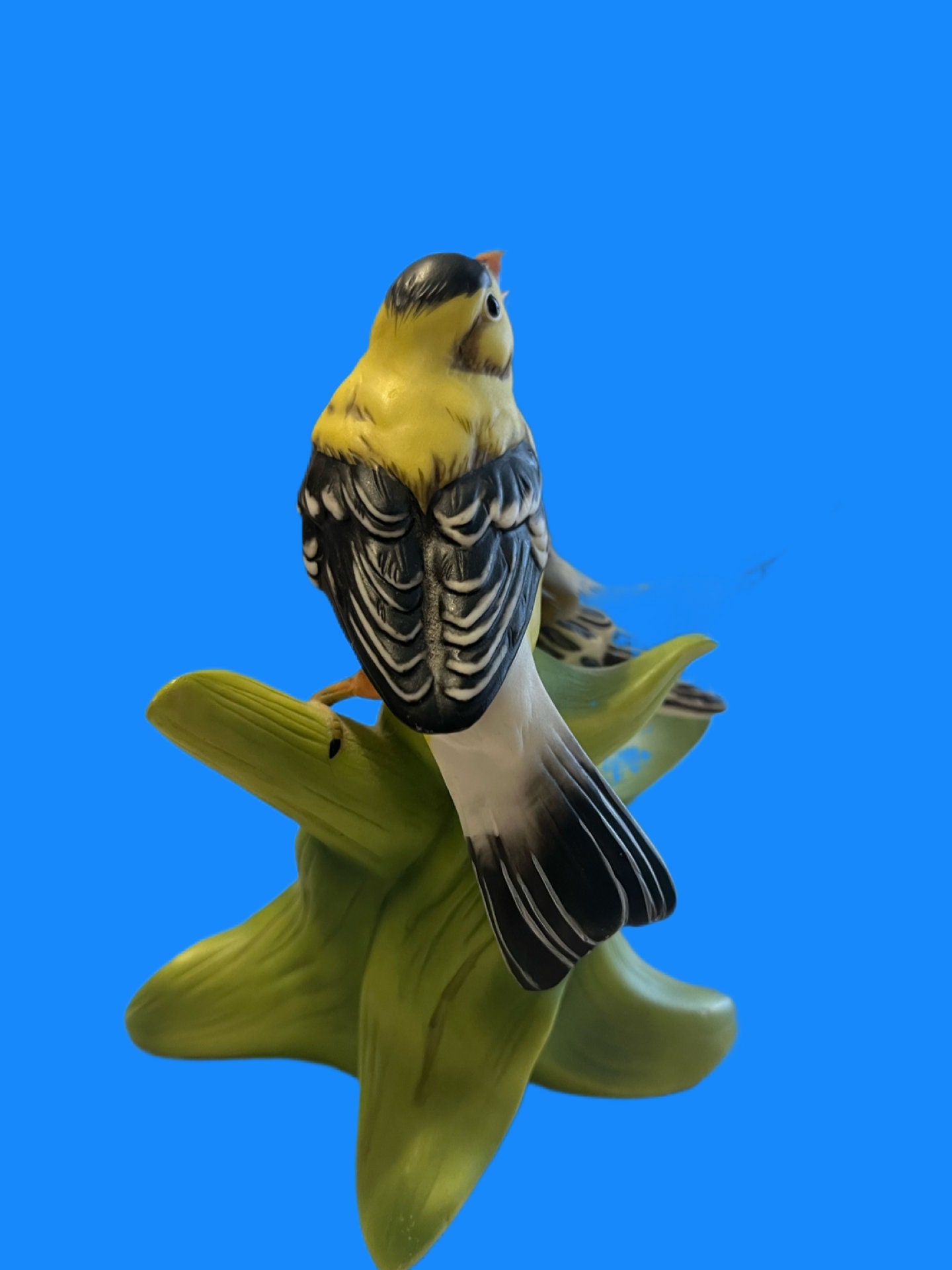 1990's Vintage Pair of Gold Finch Singing on an Ear of Corn Excellent