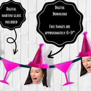 Custom Photo banner | face banner | printable | face | birthday | party | people | pets | 21st | 30th | 40th | 50th | 70th | 80th | Martini