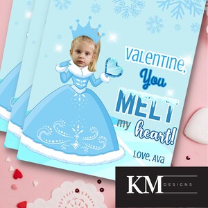 Tarjetas de San Valentín de princesa de nieve de hielo, tarjetas de San Valentín de reina de nieve, tarjetas de San Valentín personalizadas, tarjetas de San Valentín con foto personalizada, San Valentín para niños, caricatura