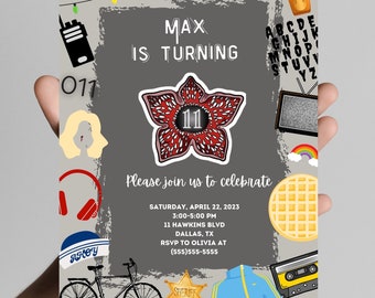 Stranger Kids Invitation, Stranger Invitation, Printable waffle stranger kids invitation