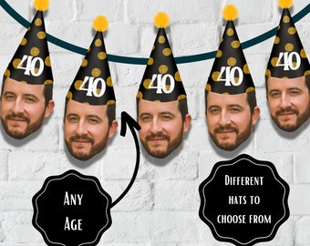 Custom Photo banner | face banner | printable | face | birthday | party | people | pets | 21st | 30th | 40th | 50th | 70th | 80th,