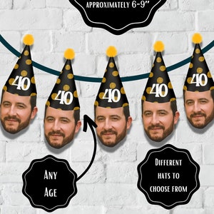 Custom Photo banner | face banner | printable | face | birthday | party | people | pets | 21st | 30th | 40th | 50th | 70th | 80th,