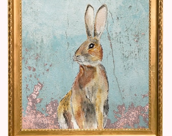 Hase Art Vintage Dekor Frühling Wandkunst Hase Druck Ostern Poster Wandkunst Geschenk Frühling Malerei, Kokette Osterhase Dekor, Ostern Zuhause