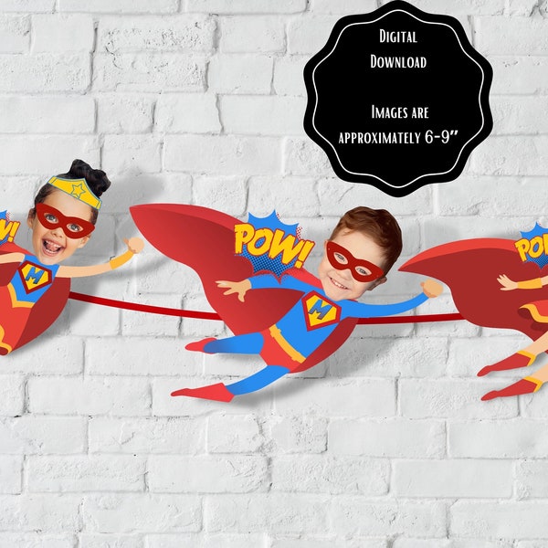 Custom Photo super hero Banner, Printable Banner, Child's Printable Birthday, Super Hero Face , PhotoCard, Digital Download