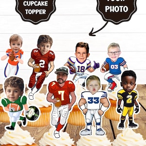 Printable Football Face Custom Photo Cupcake Topper,Personalised Football Sticker Cupcake Topper,Digital File Only