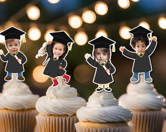 Graduation Photo Cupcake Toppers | Custom Photo Face Cupcake Toppers | Graduation Decorations | Graduate Party Favors | Printable Toppers