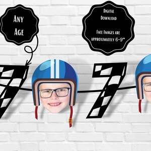 Custom Face Banner | Personalized Photo Banner | Digital Face Banner | Racing Banner | Race Birthday Decorations | Racing Party