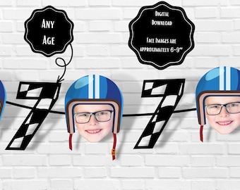 Custom Face Banner | Personalized Photo Banner | Digital Face Banner | Racing Banner | Race Birthday Decorations | Racing Party
