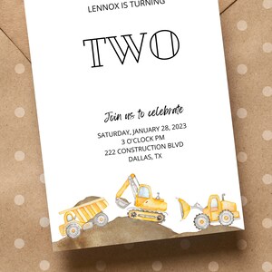 Construction Trucks Invitation, Construction Birthday Invitation, Printable Construction Truck Invitation, digital download