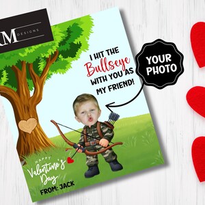 Benutzerdefinierte Hirschjäger-Valentinstagskarte, Jäger-Klassenzimmer-Valentinstagskarte, Jagdfoto-Valentinsgrüßen, Camo-Valentinstagskarten, Valentinstagskarten für Jungen