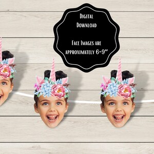 Custom Birthday Banner, Custom Face Photo Banner, Face Banner,Personalized Photo Banner, Face Decorations, Unicorn Birthday Banner, Princess