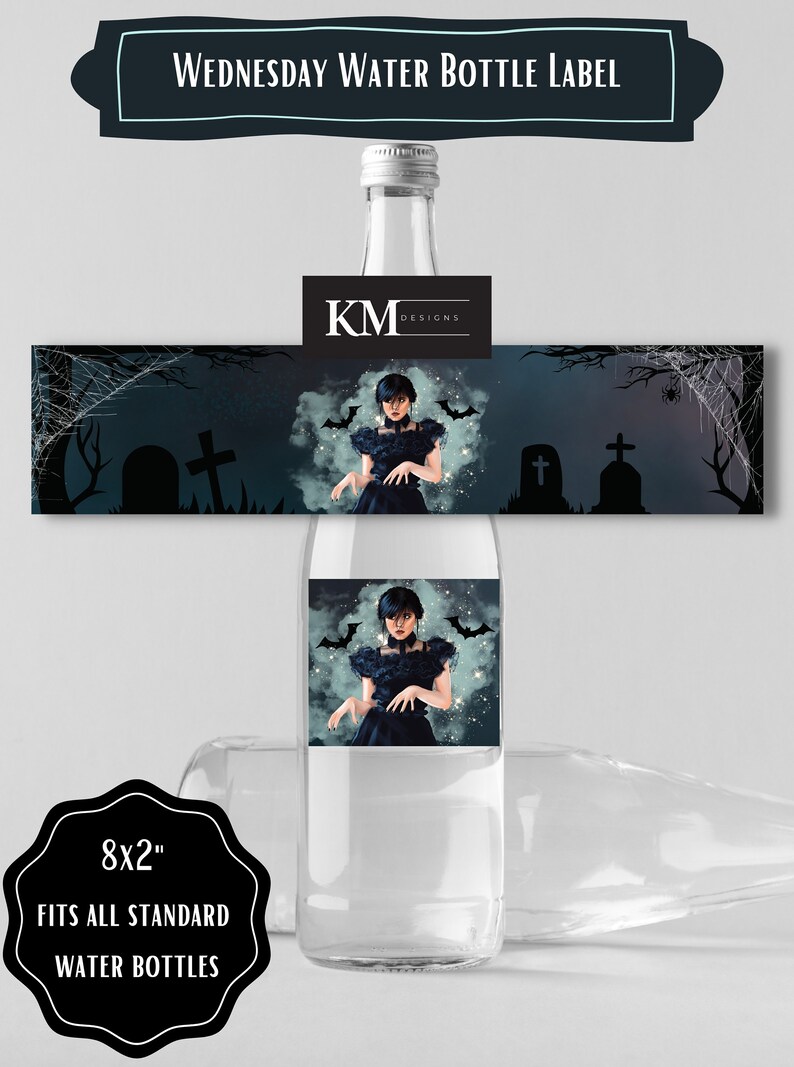 Wednesday Addams Water Bottle Label Wednesday Party - Etsy
