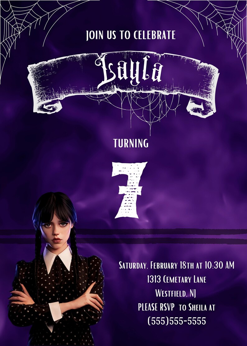 Wednesday Addams Invitation Printable Wednesday Invitation Etsy