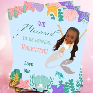 Meerjungfrau Valentinstag, Benutzerdefinierte Foto Meerjungfrau Valentinstag Karten, Valentinstag Bild, Valentinstag Karte für Kinder, Meerjungfrau Valentinstag Karten