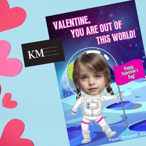 Space Valentines, Outer Space Valentines, Cartões de Valentine personalizados, Foto personalizada Valentines, Girl Valentines, Kid Valentines, Caricatura