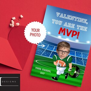 Foto personalizada de jugador de fútbol para San Valentín, San Valentín imprimible, San Valentín imprimible para niños, San Valentín personalizado, Tarjetas de San Valentín, Tarjeta con foto